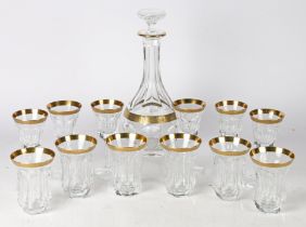 A Moser 'Pope' suite of glassware, comprising a decanter, six wine glasses and six tumblers, all