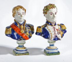 A Continental porcelain bust of  Vice Admiral Horatio Nelson (1758-1805), in uniform, wearing two
