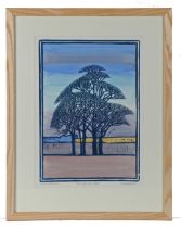 Nicholas Barnham, (British, 1939-2021)  'North Norfolk Oaks, Winter' signed and inscribed, lino