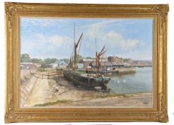 Clive Madgwick, RBA (British, 1934-2005) "Ethel May, Ipswich Docks" signed (lower right), oil on