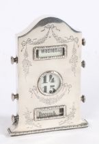 An Edward VII silver desk calendar, London 1906, maker Goldsmiths & Silversmiths Company Ltd. the