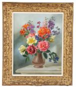 Attributed to Albert Williams (British,b.1922) Still Life of Mixed Flowers in a Vase oil on board 50