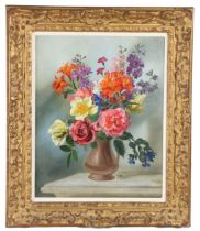 Attributed to Albert Williams (British,b.1922) Still Life of Mixed Flowers in a Vase oil on board 50