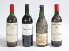 A bottle of Bouchard Aine & Fils 'Chambertin' 1955 together with three bottles of Mouton-Cadet