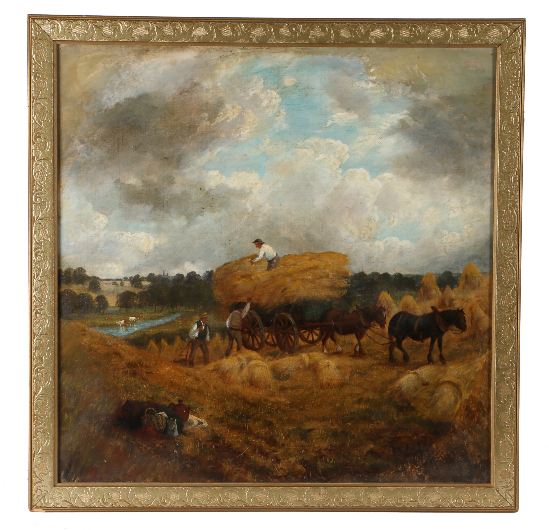 John Joseph Hughes (British, 1827-1908) "Carrying the Wheat, Near Ascott" signed and dated 1865 (
