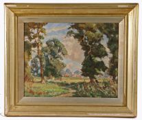 Thomas W Armes (British, 1894-1963) Summer Landscape, possibly North Norfolk signed (lower left),