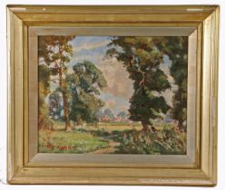 Thomas W Armes (British, 1894-1963) Summer Landscape, possibly North Norfolk signed (lower left),