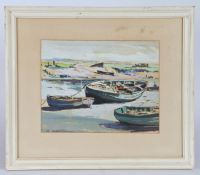 Jack Cox (British, 1914-2007) Fishing Boats in a North Norfolk Estuary, c.1950's signed J Cox (lower