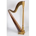 A giltwood, composition and fruitwood veneered harp by Thomas Dodd, 19th century, the brass key