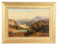 Continental School (19th/20th Century) Landscape with Distant Fortress oil on board 29 x 42cm (11.