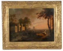 English School (18th Century) Traveller and Donkey before a Gateway oil on canvas 34 x 44cm (13.5" x