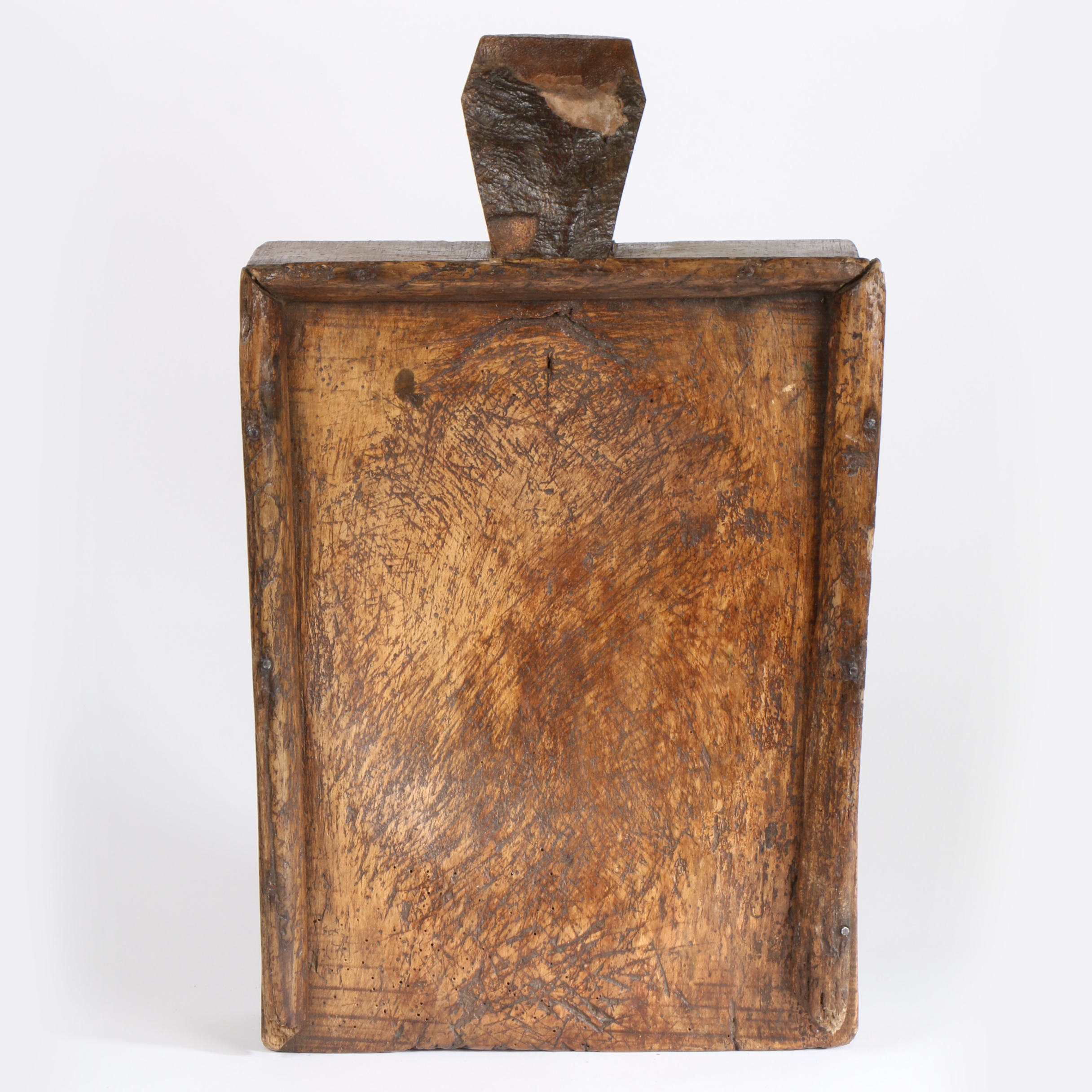 A 19th century sycamore herb chopping block The particularly deep single-piece block with applied