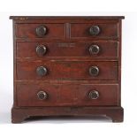 A Victorian Apprentice piece oak five drawer chest, two small drawers over three, 42cm high 45cm