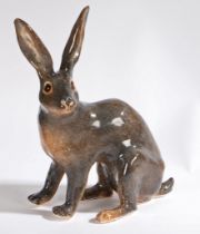A 'Winstanley' pottery seated Brown Hare, stamped to underside, 38cm high