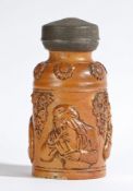 A rare early 19th century salt glazed snuff jar from the Brampton factory, bearing decoration