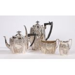 A Victorian silver four piece tea and coffee set, Sheffield 1895-1897, maker James Dixon & Sons Ltd.