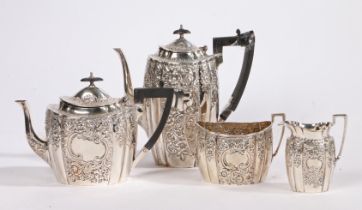 A Victorian silver four piece tea and coffee set, Sheffield 1895-1897, maker James Dixon & Sons Ltd.