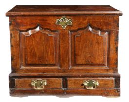 A George III oak coffor bach, Carmarthenshire, circa 1760 With typical detachable one-piece lid, the