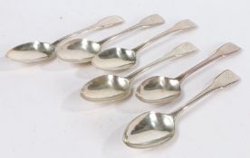 A set of six George III silver dessert spoons, London 1810-12, maker William Eley, William Fearn &