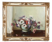 Vernon de Beauvoir Ward (British, 1905-1985) "Anemones" signed and dated '44 (lower right),  oil