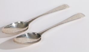 Near pair of engraved Georgian silver table spoons, London 1803/1807, Thomas Wallace II & William