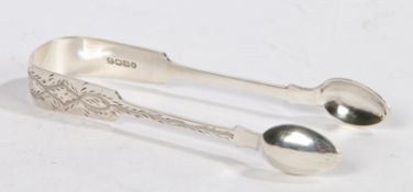 A pair of Victorian silver sugar tongs, Exeter 1870, maker John Pope Genge of St. Helier, Jersey,