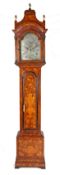 An 18th century Dutch walnut marquetry longcase clock with a later 19th century English arched