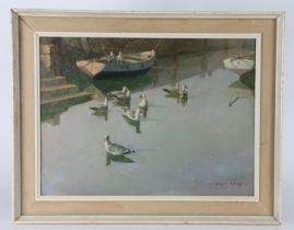 Vernon de Beauvoir Ward (British, 1905-1985) Gulls in a Harbour signed (lower right), oil on