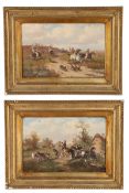 N Bossow (19th/20th Century) Hunting Scenes both signed, pair of oils on panel 25 x 37cm (10in x