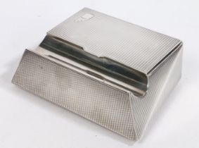 A George V silver Art Deco inkstand, Sheffield 1932, maker Walker & Hall, the engine turned hinged