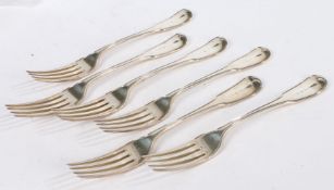 A set of six George III silver table forks, London 1800, maker William Eley & William Fearn, the