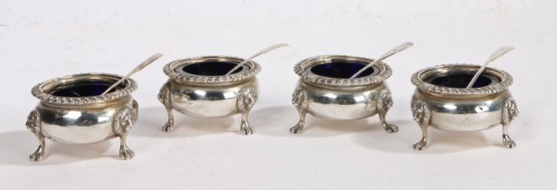 A set of four George III Scottish silver salts, Edinburgh 1815, maker George McHattie, of cauldron