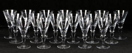 A collection of eighteen Cumbria Crystal 'Ullswater' pattern Claret Vin Bordeaux glasses (twelve