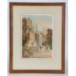 Attributed to Cornelius Varley (British, 1781-1873) Figures at a Fountain amongst Classical Ruins