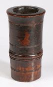 A 19th century sycamore mortar Of tall cylindrical form, with low fillet, and slightly flared rim,