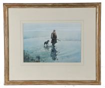 Peter J Ashmore, M.S.I.A (20th Century) 'One Man and his Dog' signed (lower right), watercolour 25 x