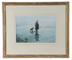 Peter J Ashmore, M.S.I.A (20th Century) 'One Man and his Dog' signed (lower right), watercolour 25 x