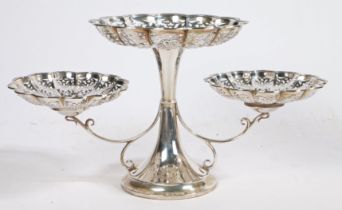 A George V silver epergne, Birmingham 1919, maker Alexander Clarke & Co Ltd. the central pierced