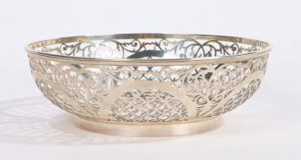 A George V pierced silver bowl, Sheffield 1915, maker William Hutton & Sons Ltd. with pierced scroll