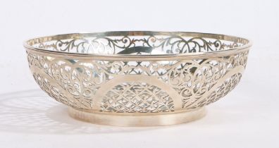 A George V pierced silver bowl, Sheffield 1915, maker William Hutton & Sons Ltd. with pierced scroll