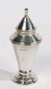 A George VI Art Deco silver sugar caster, Sheffield 1944, maker James Dixon & Sons Ltd. with pierced