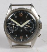 A C.W.C. military chronograph wristwatch, the black dial with military broad arrow and capital T,