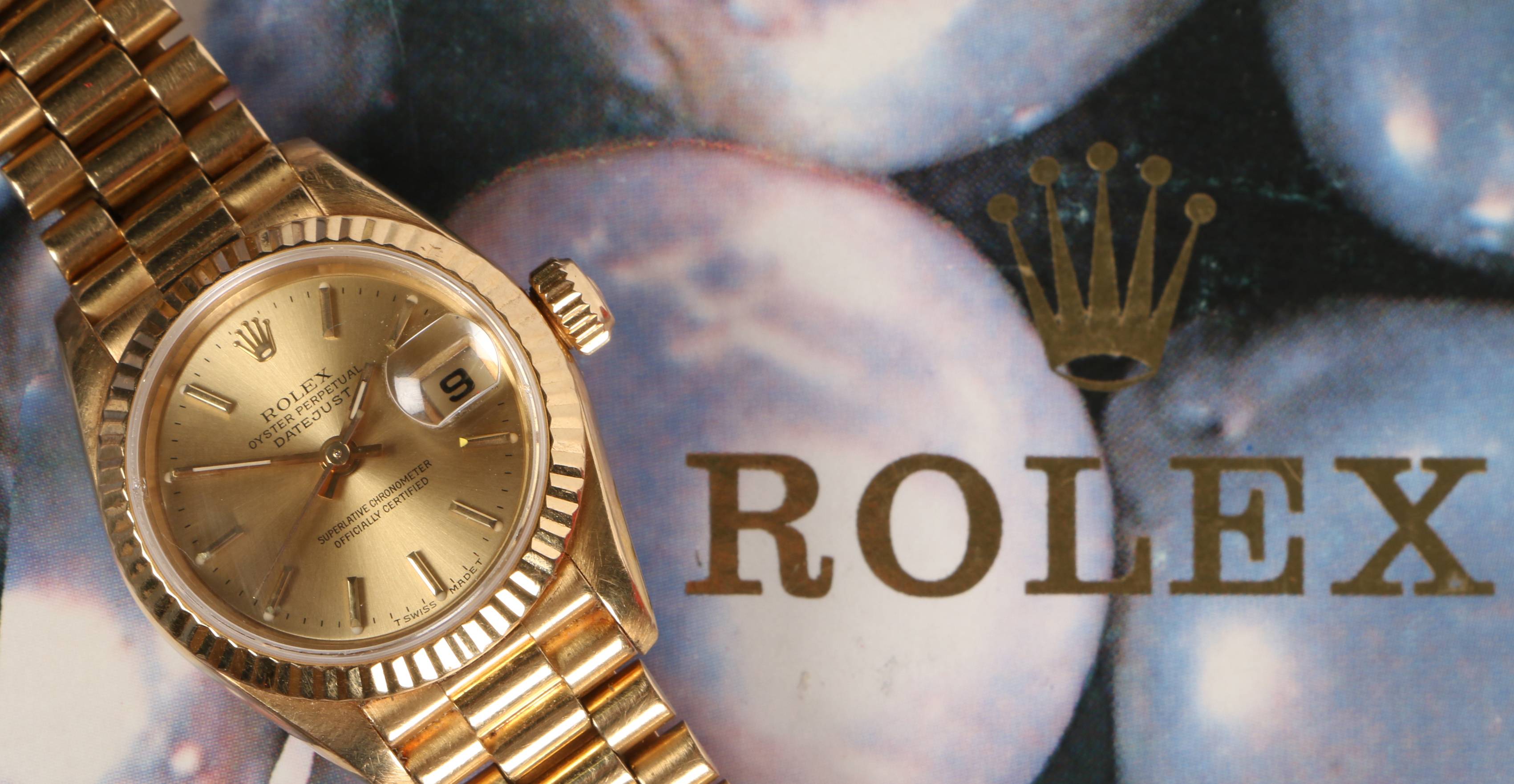 An 18 carat gold Rolex Datejust ladies wristwatch, model no. 69178, case no. T356XXX, circa 1996,