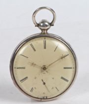 Thomas Hallam, Nottingham, a Victorian silver open face pocket watch, the case London 1841, maker