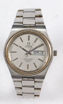 An Omega Seamaster Cosmic 2000 gentleman's stainless steel wristwatch, the signed silver dial with