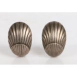 A pair of Georg Jensen sterling silver shell pattern earrings, designed by Arno Malinowski, design