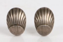 A pair of Georg Jensen sterling silver shell pattern earrings, designed by Arno Malinowski, design