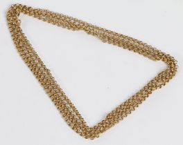 A 9 carat gold belcher chain, formed from circular links, 162cm long, 31.9g