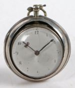 William Hardeman, Bridge, A George III silver pair cased pocket watch, the inner and outer cases