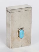 Asprey, an Edward VII silver and turquoise shooting butt marker, London 1907, maker William